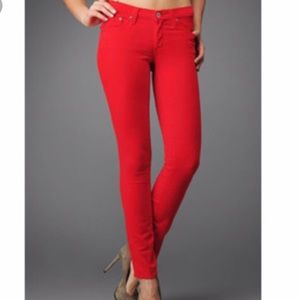 AG red cotton stretch stilt cigarette leg pants 28